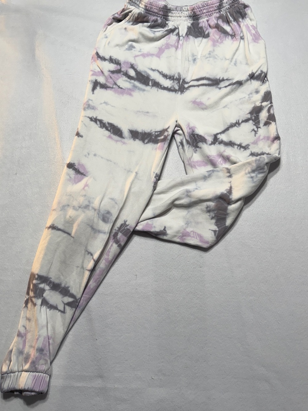 Cotton On White Tie-Dye Track Pants with Purple & Gray Accents XS Jogger